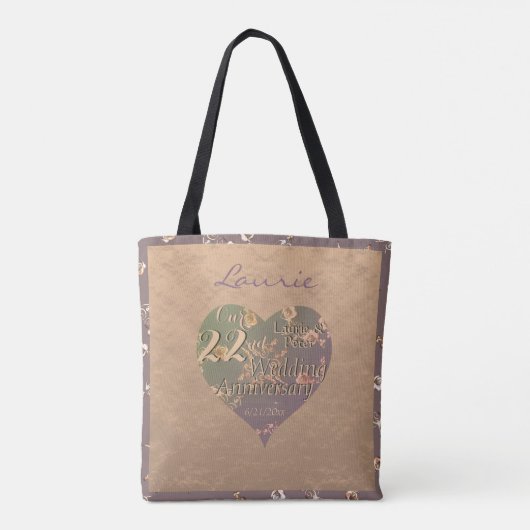22e bruiloft Jubileum Coppery Heart Roos Tote Bag (Achterkant)