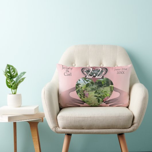 22e bruiloft Jubileum Foto Copper Claddaugh Kussen (Stoel)