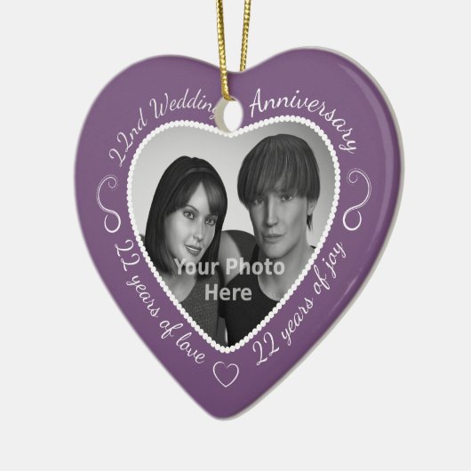 22e bruiloft Jubileum Foto Keramisch Ornament (Links)