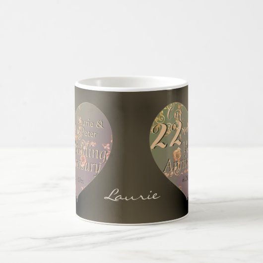 22e bruiloft Jubileum Hart Rozen Mok (Center)