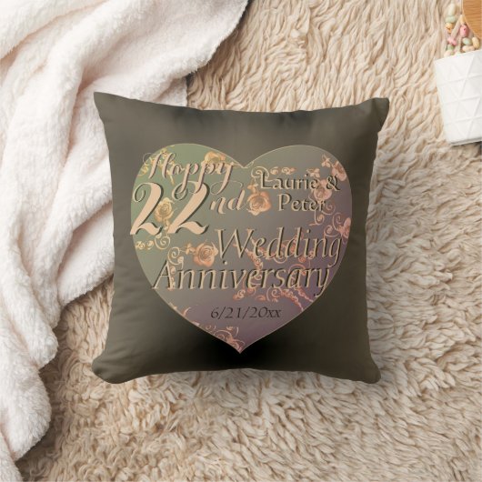 22e bruiloft Jubileum HeartThrow Pillow Kussen (Deken)
