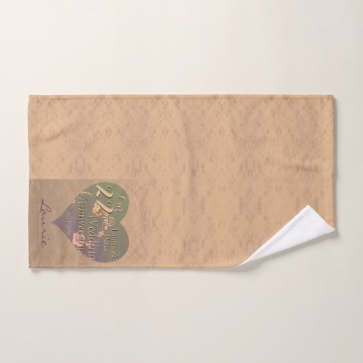 22e bruiloft Jubileum Koper Roos HeartsTowel Bad Handdoek (Handdoek)