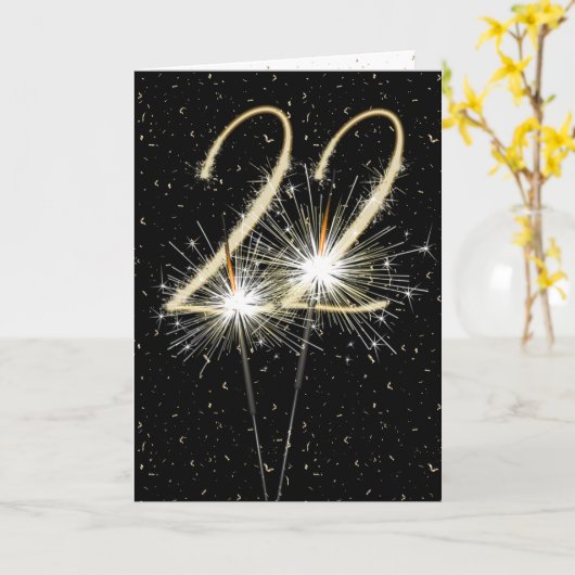 22e bruiloft sparklers kaart (Gele Bloem)
