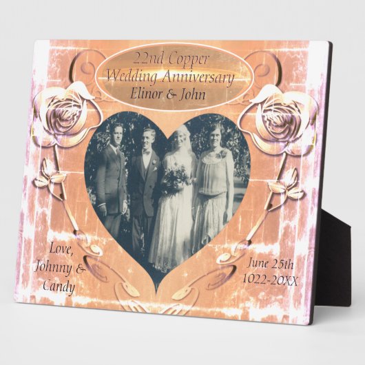 22e Copper Wedding Jubileum Fotoplaat (Zijkant)