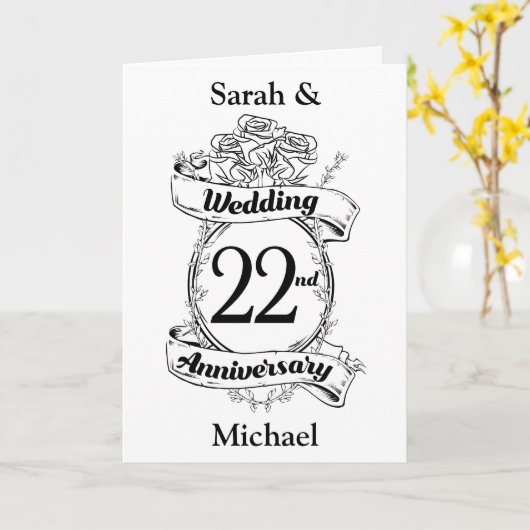 22e Jubileum bloemen Kaart (Gele Bloem)