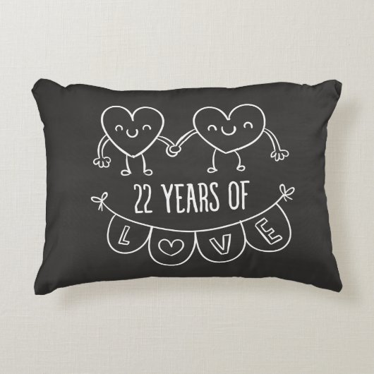 22e Jubileum Gift Chalk Hearts Decoratief Kussen (Voorkant)