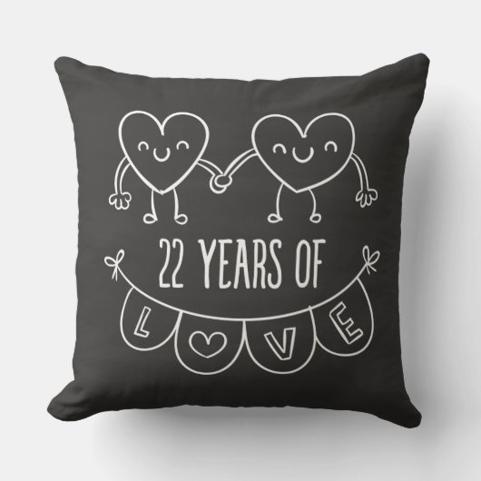 22e Jubileum Gift Chalk Hearts Kussen (Voorkant)