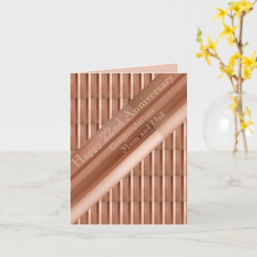 22e Jubileum koper Kaart (Gele Bloem)