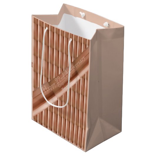 22e Jubileum koper Medium Cadeauzakje (Voorkant Gekanteld)