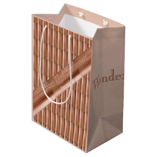 22e Jubileum koper Medium Cadeauzakje (Achterkant Gekanteld)