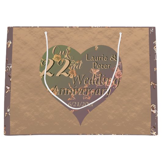 22e Koper Jubileum Gift Bag Groot Cadeauzakje (Voorkant)