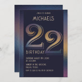 22e paarse en gouden verjaardag kaart (Voorkant / Achterkant)