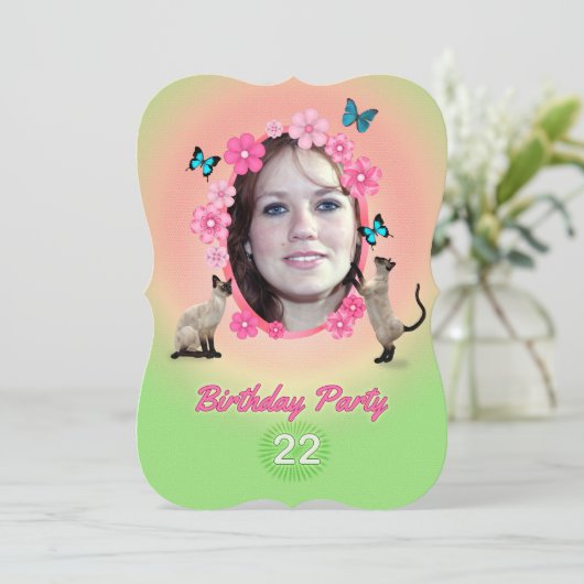 22e uitnodiging van de Birthday Party (Staand voorkant)