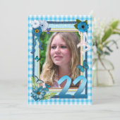 22e uitnodiging voor fotoverjaardagsfeestje (Staand voorkant)