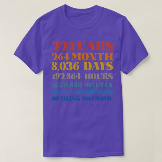22e verjaardag 22 jaar geweldig Tshirt Bd (Design voorkant)