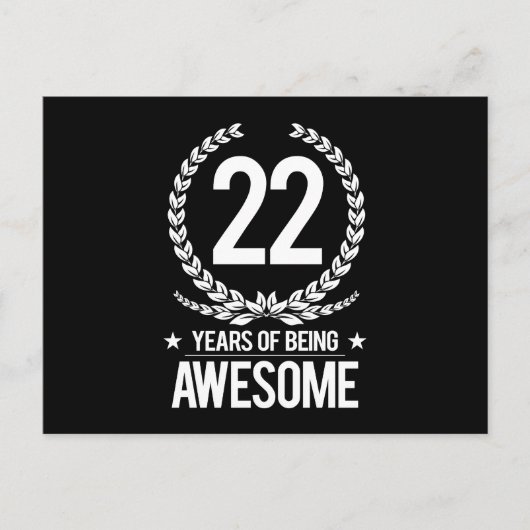 22e verjaardag (22 jaar Geweldige) Briefkaart (Voorkant)