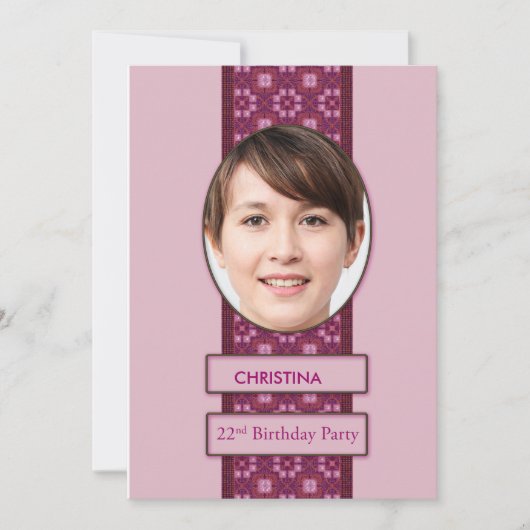 22e verjaardag Afbeelding en naam van de uitnodigi Kaart (Voorkant)
