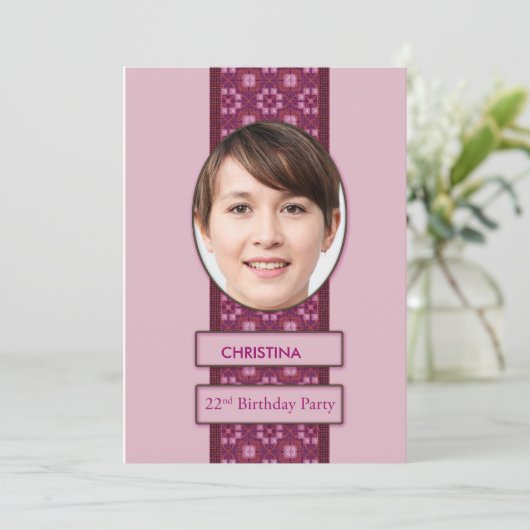 22e verjaardag Afbeelding en naam van de uitnodigi Kaart (Staand voorkant)