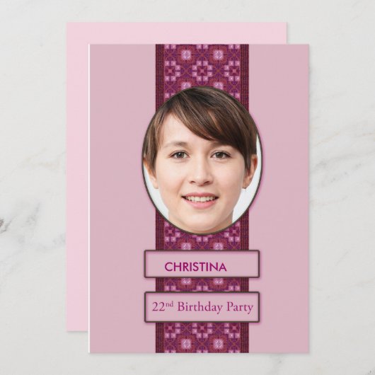 22e verjaardag Afbeelding en naam van de uitnodigi Kaart (Voorkant / Achterkant)