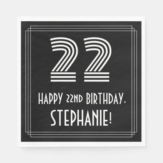 22e verjaardag: Art Deco geïnspireerd look "22" +  Servet (Voorkant)