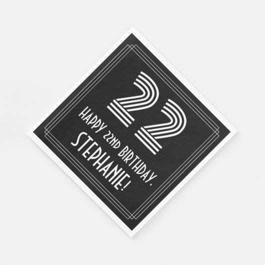 22e verjaardag: Art Deco geïnspireerd look "22" +  Servet (Hoek)