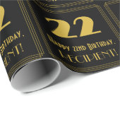 22e verjaardag - Art Deco Geïnspireerde look "22"  Cadeaupapier (Rol Hoek)