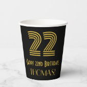 22e verjaardag: Art Deco Geïnspireerde look "22" e Papieren Bekers (Voorkant)