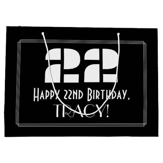 22e verjaardag ~ Art Deco geïnspireerde look "22"  Groot Cadeauzakje (Achterkant)