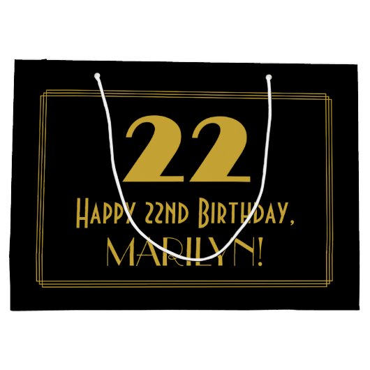 22e verjaardag — Art Deco geïnspireerde look "22"  Groot Cadeauzakje (Achterkant)
