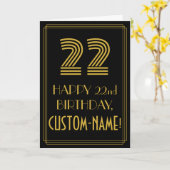 22e verjaardag: Art Deco geïnspireerde look "22" & Kaart (Gele Bloem)