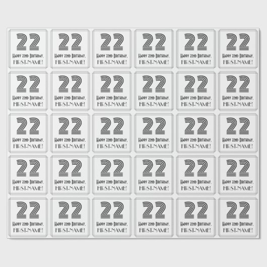 22e verjaardag: Art Deco geïnspireerde stijl "22"  Cadeaupapier (Vlak)