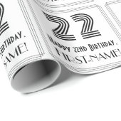 22e verjaardag: Art Deco geïnspireerde stijl "22"  Cadeaupapier (Rol Hoek)