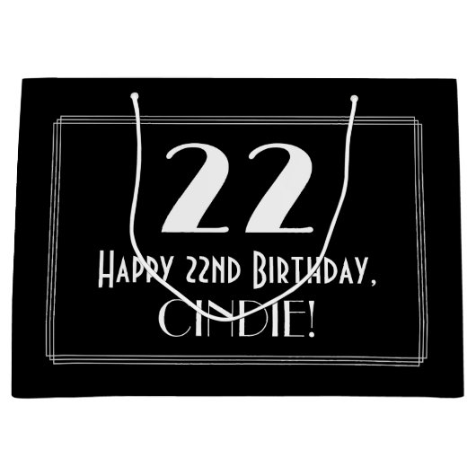 22e verjaardag: Art Deco geïnspireerde stijl "22", Groot Cadeauzakje (Voorkant)