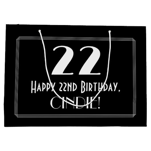 22e verjaardag: Art Deco geïnspireerde stijl "22", Groot Cadeauzakje (Achterkant)