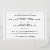 22e verjaardag: Art Deco Kijk "22", met naam Folie Uitnodiging (Achterkant)