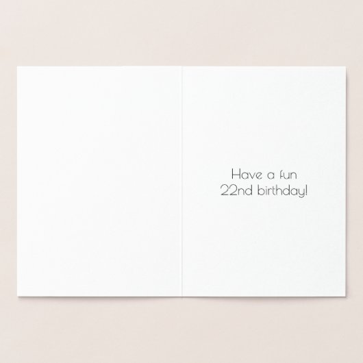 22e verjaardag ~ Art Deco stijl "22" & aangepaste  Folie Kaarten (Binnen)