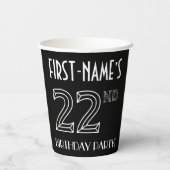 22e verjaardag: Art Deco Style + aangepaste naam Papieren Bekers (Achterkant)