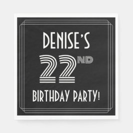 22e verjaardag: Art Deco Style + aangepaste naam Servet