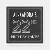 22e verjaardag: Art Deco Style + aangepaste naam Servet (Voorkant)