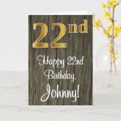 22e verjaardag: Elegant Faux Gold Look #, Faux Woo Kaart (Gele Bloem)