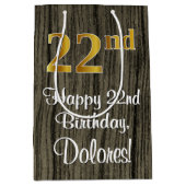 22e verjaardag: Elegant Faux Gold Look #, Faux Woo Medium Cadeauzakje (Voorkant)