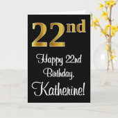 22e verjaardag ~ Elegant Luxe Faux Gold Look # Kaart (Gele Bloem)