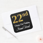 22e verjaardag - Elegante luxe Faux Gold look # Vierkante Sticker (Envelop)