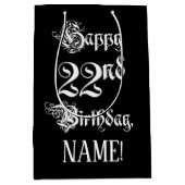 22e verjaardag: Fancy, elegant script + aangepaste Medium Cadeauzakje (Voorkant)