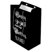 22e verjaardag: Fancy, elegant script + aangepaste Medium Cadeauzakje (Achterkant Gekanteld)