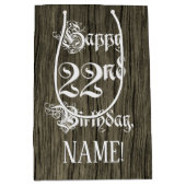 22e verjaardag: Fancy, Faux Wood Kijk + Aangepaste Medium Cadeauzakje (Voorkant)