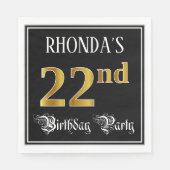 22e verjaardag — Fancy script, Faux Gold look Servet (Voorkant)