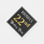 22e verjaardag — Fancy script, Faux Gold look Servet (Hoek)