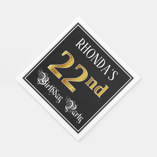 22e verjaardag — Fancy script, Faux Gold look Servet (Hoek)