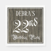 22e verjaardag — Fancy script, kijk op hout Servet (Voorkant)